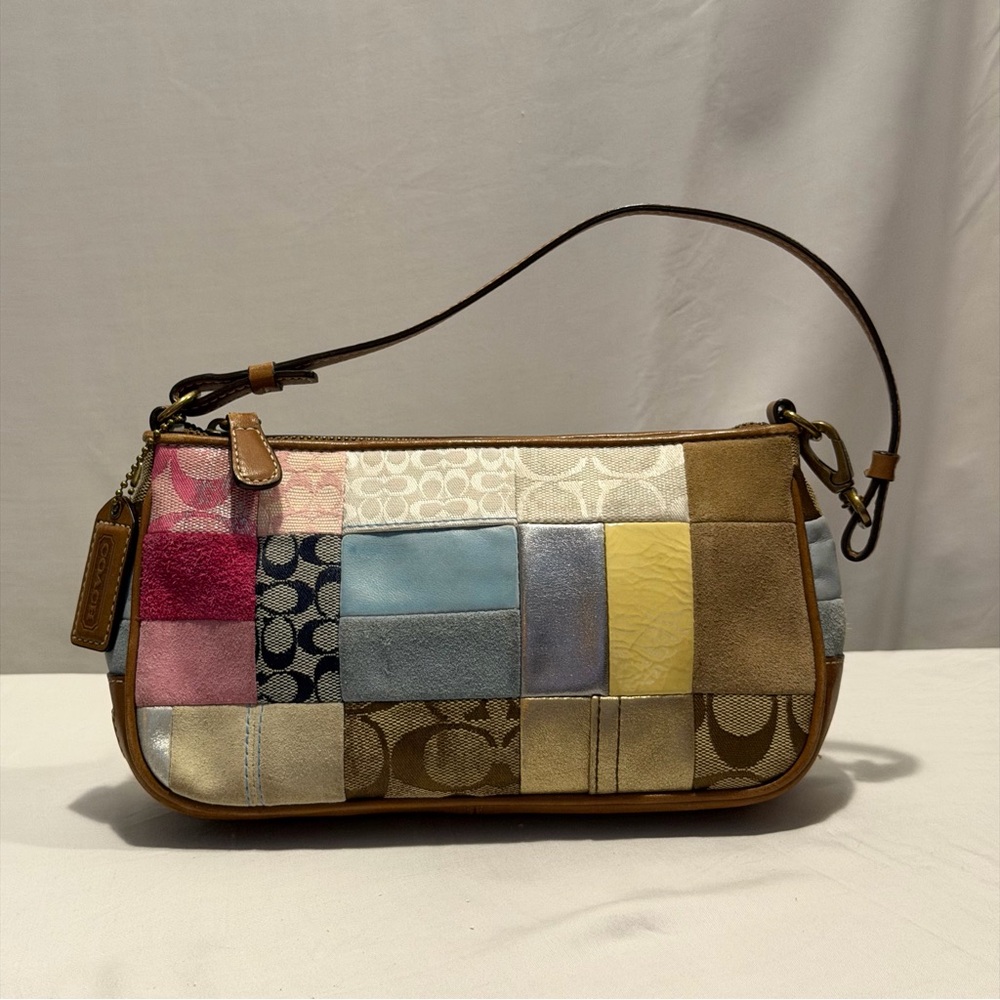 B06Q-10017 Coach Y2K Demi Colored Signature Patchwork Mini Baguette Shoulder Bag